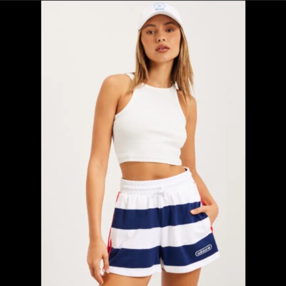 adidas Mid Waist Striped Shorts - Picture 2 of 14